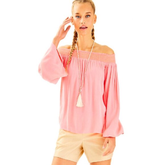 Lilly Pulitzer Tops - Lilly Pulitzer Katya Off-The-Shoulder Top Size XS EUC